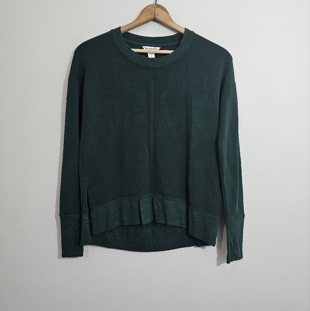 Athleta Solid Green Coaster Luxe Sweatshirt